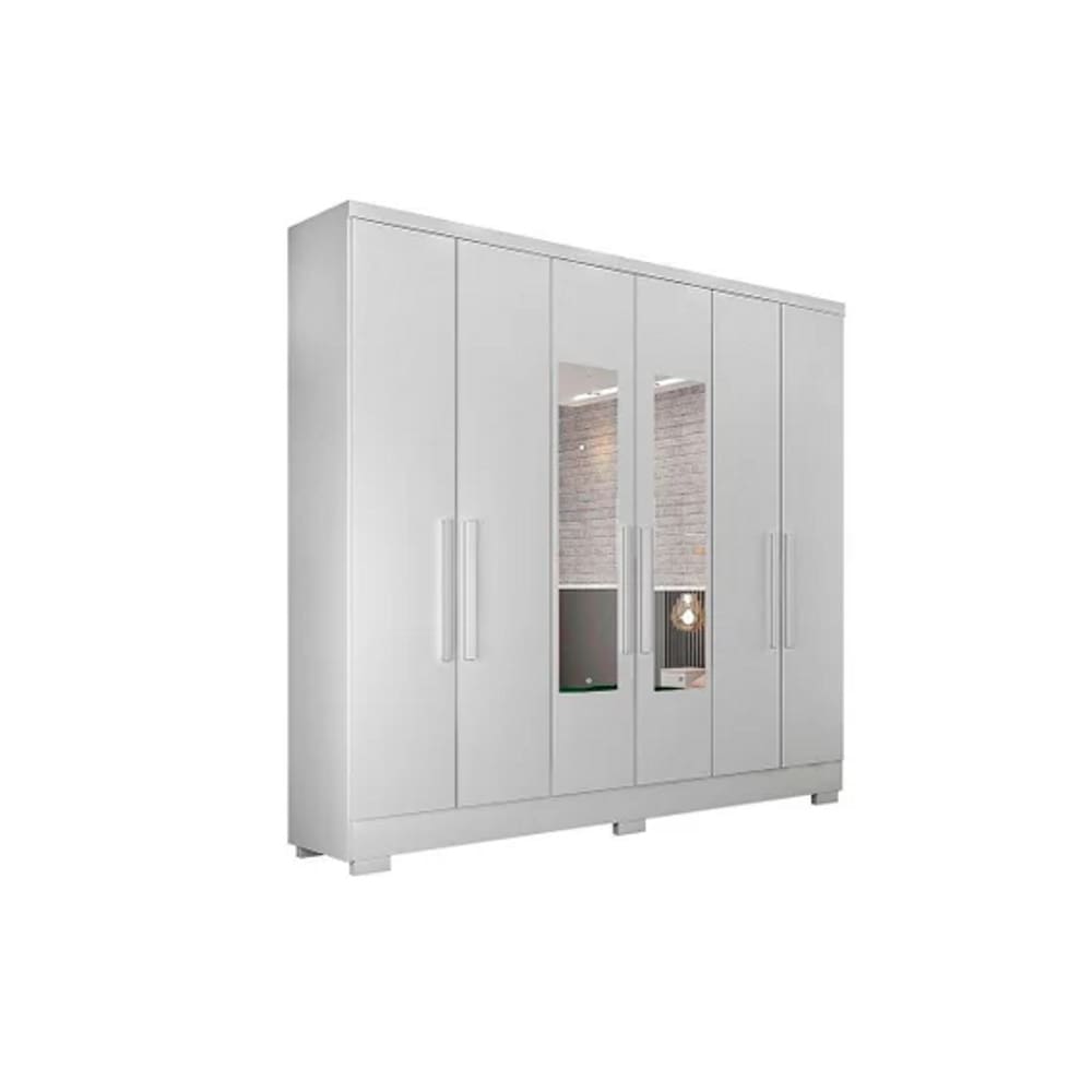 Guarda Roupa Milly 6 Portas Com Espelho Branco - Novo Horizonte