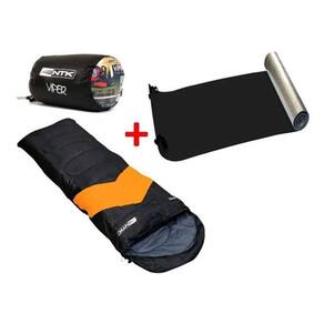 Saco De Dormir Viper + Isolante Térmico - Preto E Laranja