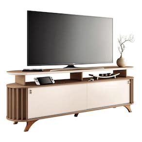 Rack Bancada para Sala Alba Castanho Off White – HB Móveis
