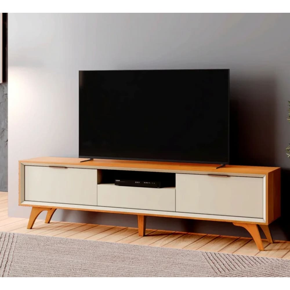 Rack para TV até 75" 3 Gavetas 2,20m Aústria Naturalle/Off White - Mavaular