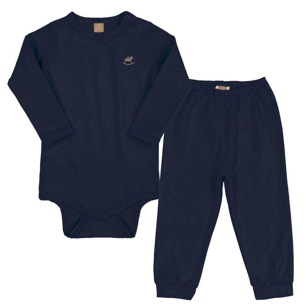 Kit Pijama Térmico Body e Calça Bebê Energy Thermo Dry Azul Escuro Up Baby