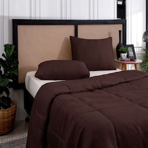 Kit Edredom Casal Queen 3 Peças Margarida Cama Box Marrom