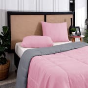 Kit Edredom Casal Queen 3 Peças Margarida Cama Box Rosa e Cinza