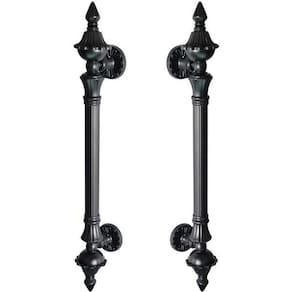 Puxador Duplo Classic 530mm Preto Fosco Porta Pivotante