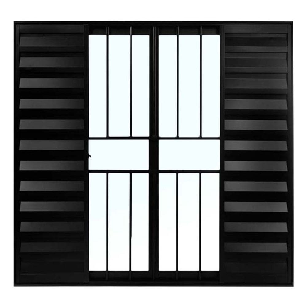 Veneziana 6 folhas 1,20x2,00 com grade no alumínio preto