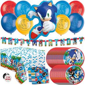 Conjunto de decorações de festa Sonic Birthday Party para 16 crianças