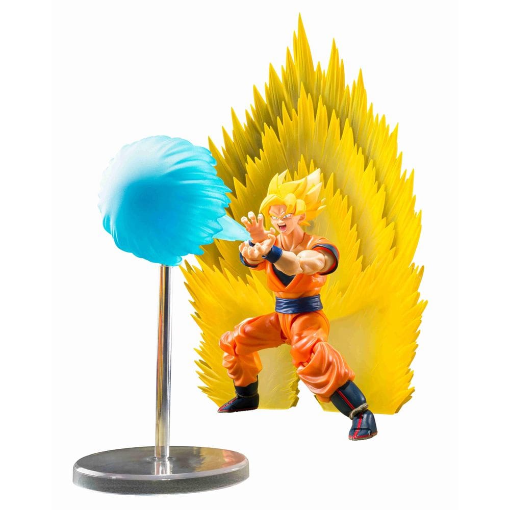 Figura de ação Tamashii Nations Dragon Ball Z Super Saiyan Son Goku com conjunto de peças de efeito Teleport Kamehameha