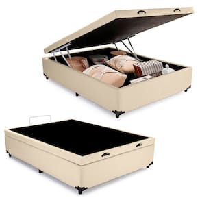 Cama Box Baú Casal Sintético SerenePrime Bege 138x188x44