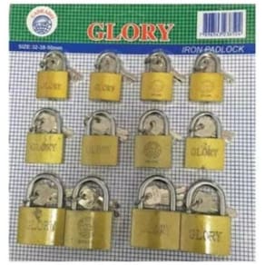 12 Peças Cadeado Pequeno 32/38 E 50Mm Cartela Cadeado Glory