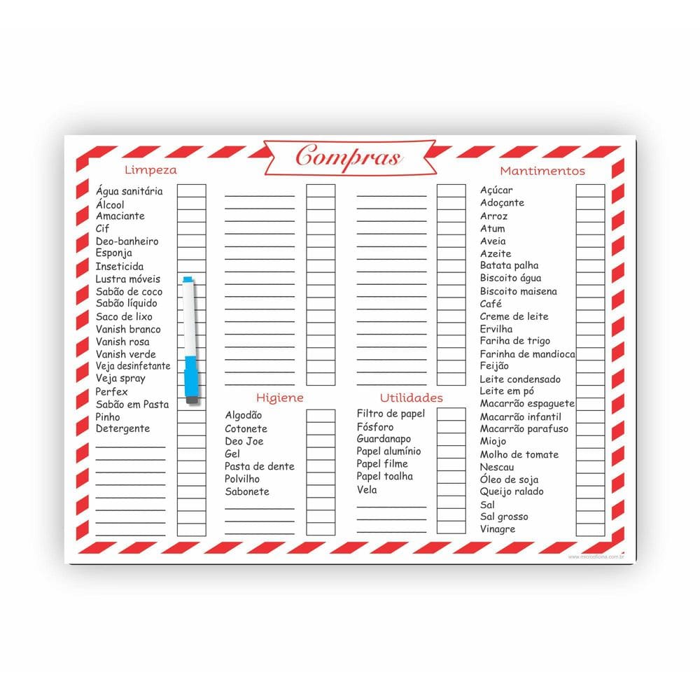 Ímã De Geladeira Planner Lista Compras Vermelho