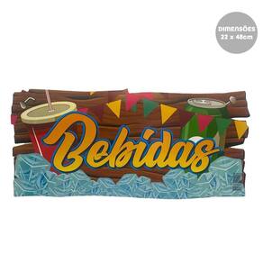 Painel Placa Festa Junina Bebidas 22X48Cm Reino Das Festas