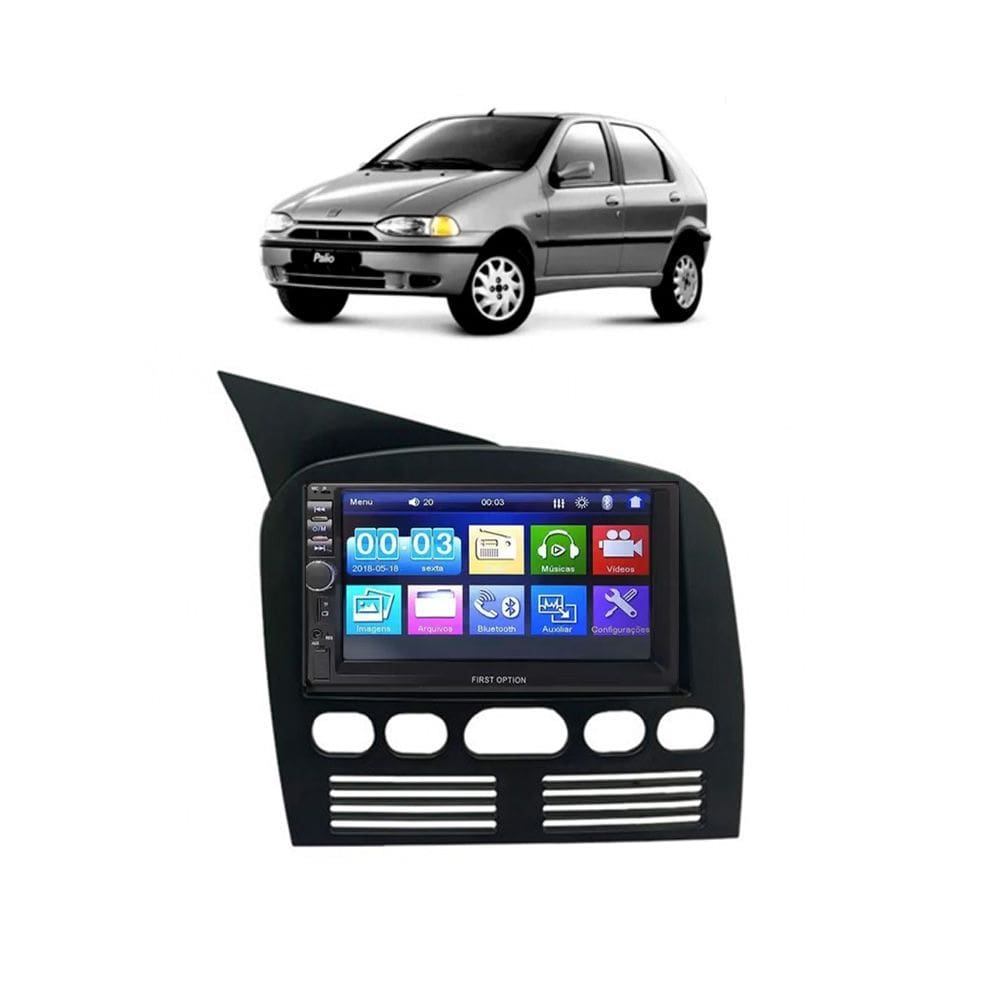 Kit Multimídia Palio Strada Siena 1996 / 2000 Mp5 Bt Usb Fm Leitor SD First Option 7810H