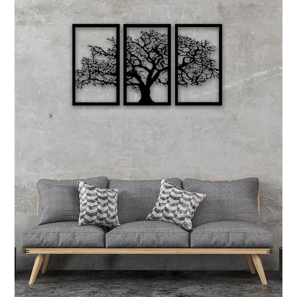 Quadros Decorativos Sala Quarto Árvore Da Vida 3 Peças 85X55