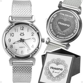 Relogio Feminino Aço Inoxidável Silicone Prata Caixa