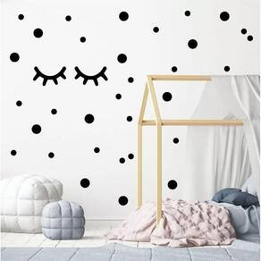 Adesivo Decorativo Bolinhas E Cílios - Adesivos De Parede
