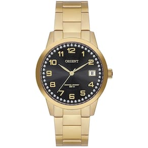 Relogio Orient Feminino Dourado Preto Numeros Fgss1237 P2Kx