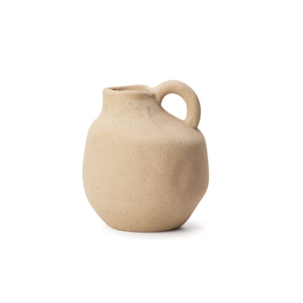 Vaso Decorativo Artesanal Orgânico Bege em Cerâmica Texturizado 14,5x12,5cm Mart