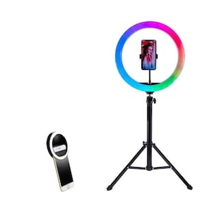 Conjunto Iluminação - Ring Light RGB + Tripé 1,5m + Mini Ring Light - Suporte Celular Incluso