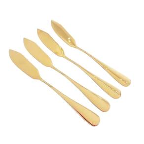 Faca Espátula De Patê Manteiga Talher Inox Dourado 04 Peças