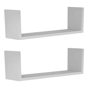 Kit 2 Prateleiras Nicho U 54x10x15 Livros Decoração - Branco