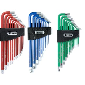 Conjunto de chaves hexagonais Titan 12763 de 35 peças Star, Metric e SAE