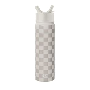Garrafa de água Simple Modern Summit Checkmate 650 ml com tampa de palha