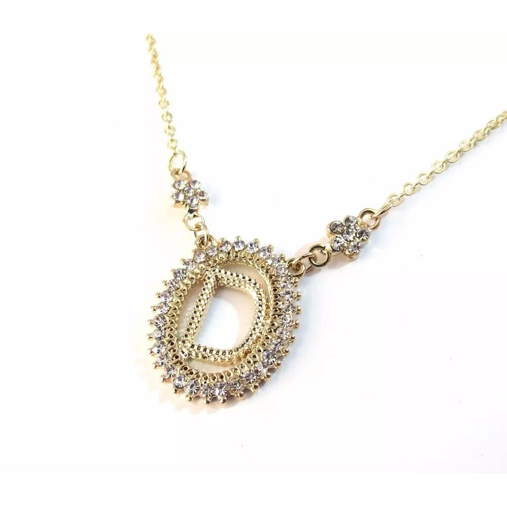 Colar Letra Inicial D Folheado a Ouro 18k