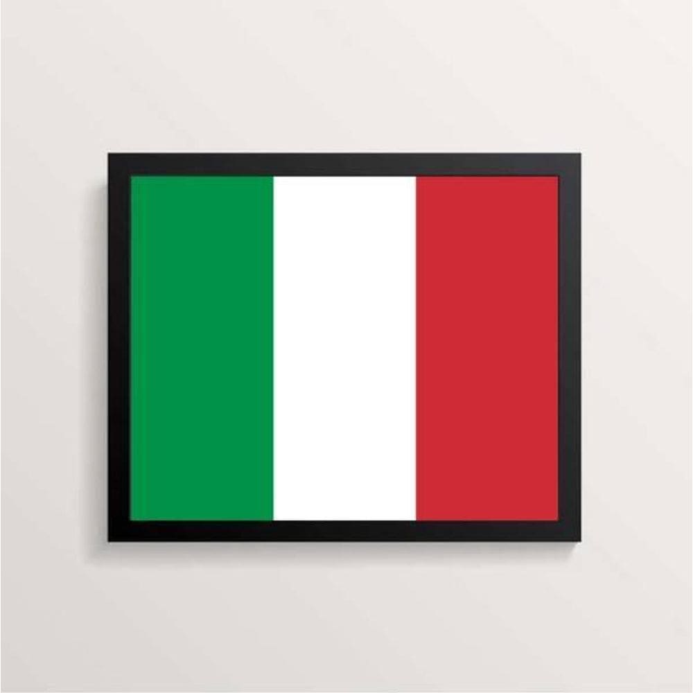 Quadro Decorativo Bandeira Itália 33X24Cm - Com Vidro