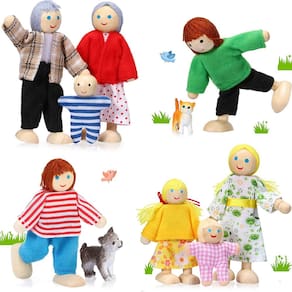 Conjunto de casa de bonecas de madeira Skylety Mini People Figures x10