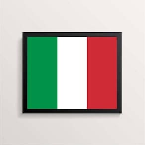 Quadro Decorativo Bandeira Itália 33X24Cm - Com Vidro