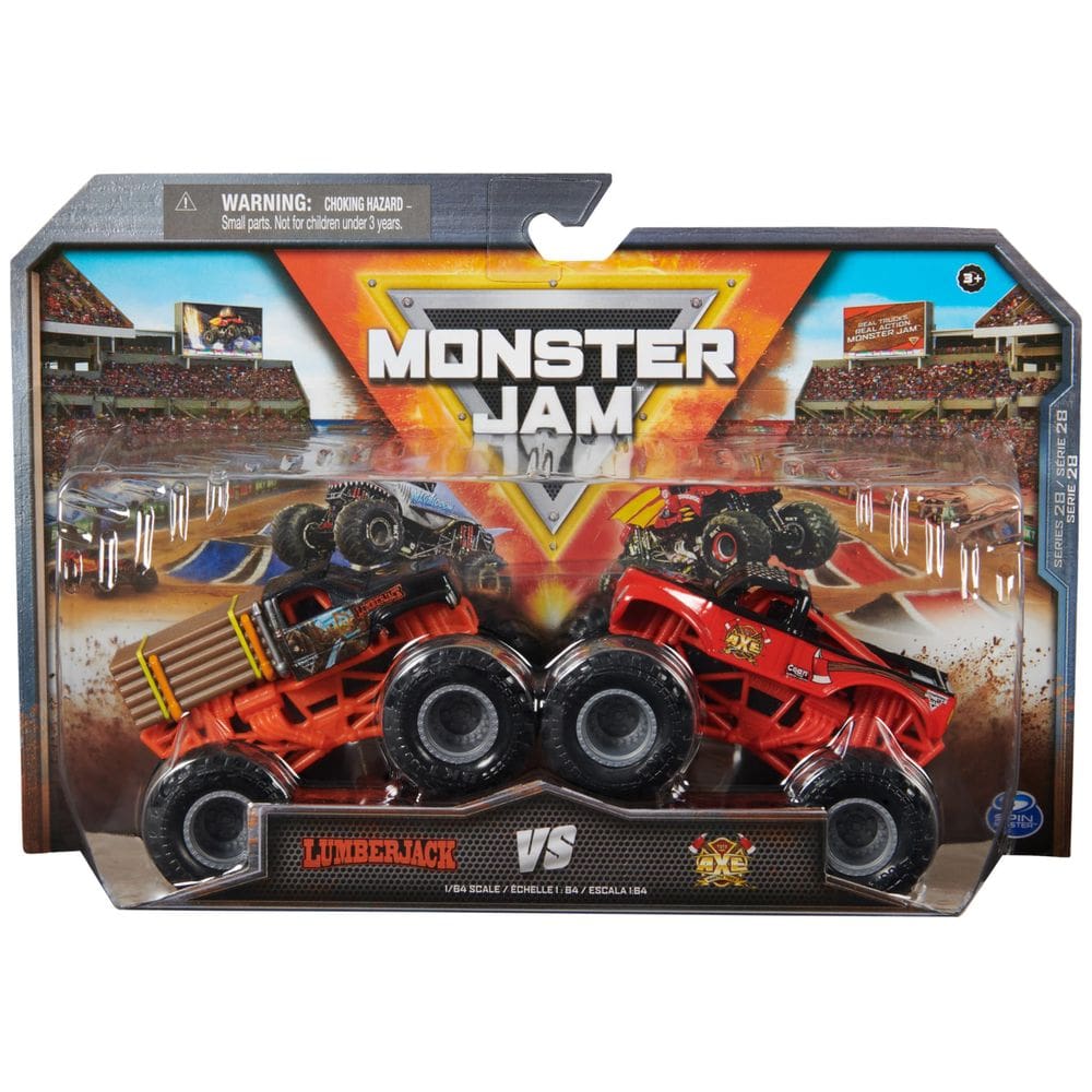Toy Monster Jam Lumberjack vs. Caminhões fundidos sob pressão Axe 1:64