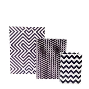 Caixa Livro Decorativa Zig Zag 3 Peças Preto/Branco