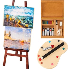 Conjunto de acessórios de ferramentas de pintura de casa de bonecas em miniatura Skylety