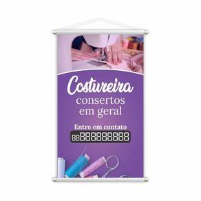 Banner Costureira Consertos Em Geral Contato Roxo 60X40Cm