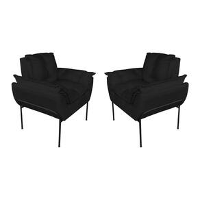 Kit 2 Poltronas Escritório Base Preta Suede Preto - Vallisa Decor