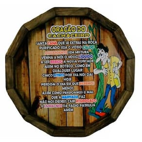 Quadro Tampa De Barril Madeira Rústica Oração Do Cachaceiro