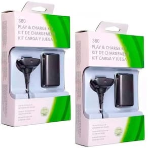 Kit 2 Baterias E Cabos Carregador Xbox 360 Para Controle Top