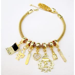 Pulseira Vários Berloque Farmácia Folheado A Ouro 18k
