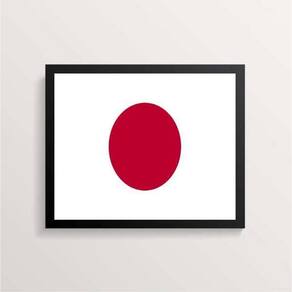 Quadro Decorativo Bandeira Japão 33X24Cm - Com Vidro