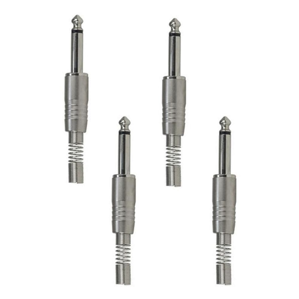 Kit 4 Plug P10 Mono Ninja Metálico 180 Com Mola Santo Angelo