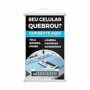 Banner Conserto Reparos De Celulares Número Contato 80X50Cm