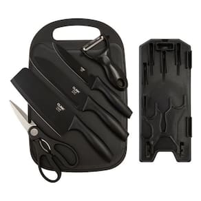 Kit Jogo De Facas De Cozinha 7 Peças Aço Inoxidável Preto