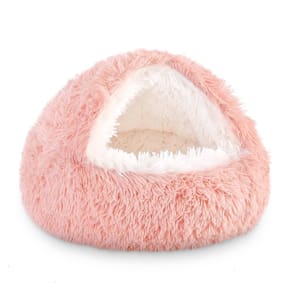 Cama para cães NOYAL, redonda, com capuz, pelúcia, Cat Cave Donut, anti-ansiedade