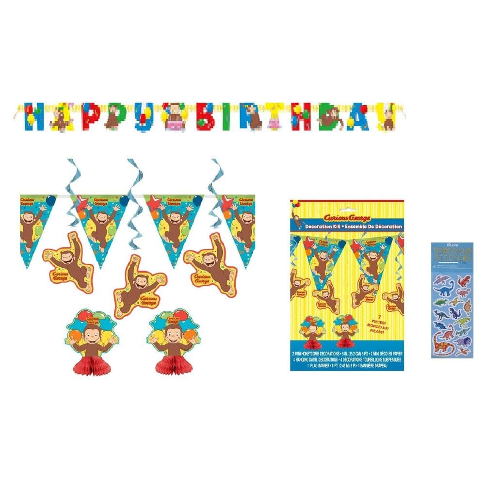Pacote de decoração de suprimentos para festas Curious George Birthday