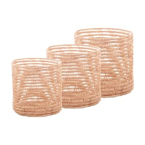 Conjunto 3 Cestos Redondos de Fibra Natural Palm - Lyor
