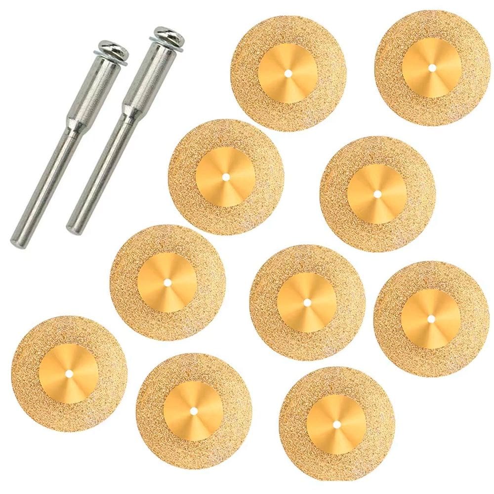 Kit 10 Discos De Corte Diamantados 20Mm Titânio 2 Haste 3Mm