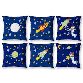Kit 6 Almofadas Cheias Infantil 40Cm X 40Cm Zíper Astronauta
