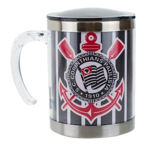 Caneca Térmica Com Tampa 450Ml Listrada - Corinthians