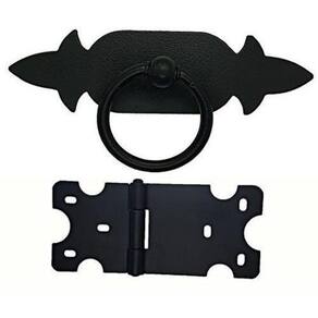 Kit 5 Puxadores Chapa Rustica + 10 Dobradiças Mexicana Preto