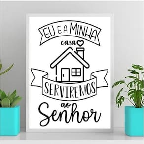 Quadro A Casa E Eu Serviremos Ao Senhor 45X34Cm - Com Vidro